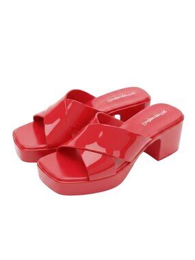Jeffrey Campbell Jelly Bubblegum Sandals Cherry Red Womens Size 9 y2k Retro Twee